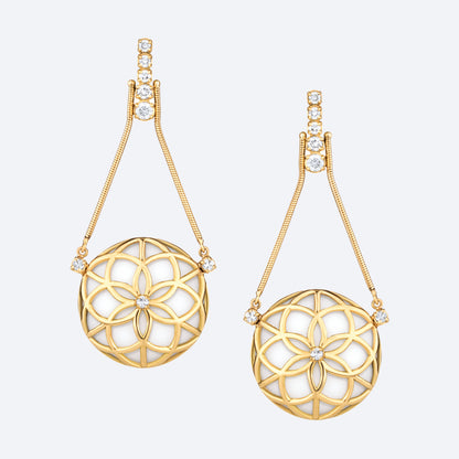 Brinco Flor da Vida Pêndulo 18k