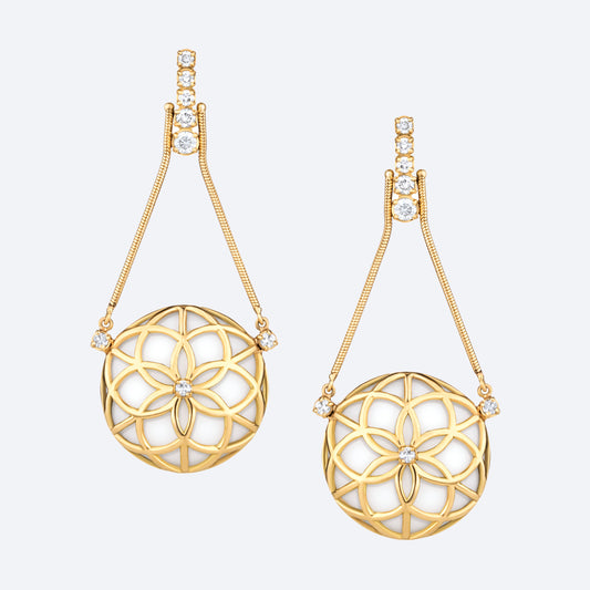 Brinco Flor da Vida Pêndulo 18k