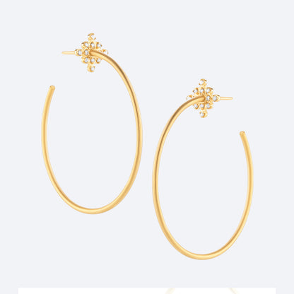 Brinco Argola Fio Losango Brilhante 18k