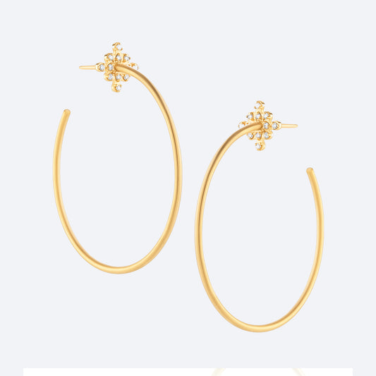 Brinco Argola Fio Losango Brilhante 18k