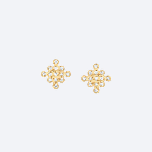Brinco espeto Losango Brilhante 18k
