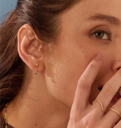 Brinco Bossa Safiras Coloridas 18k