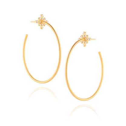 Brinco Argola Fio Losango Brilhante 18k