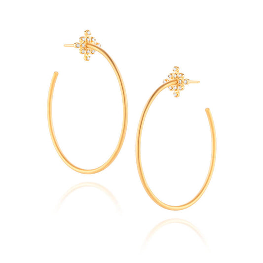 Brinco Argola Fio Losango Brilhante 18k