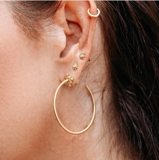 Brinco Argola Fio Losango Brilhante 18k