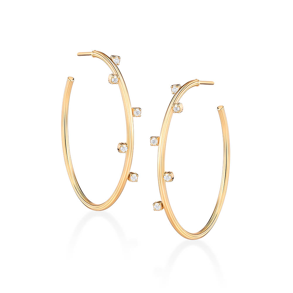 Brinco Argola Flow com Brilhantes 18k