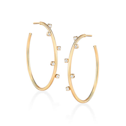 Brinco Argola Flow com Brilhantes 18k