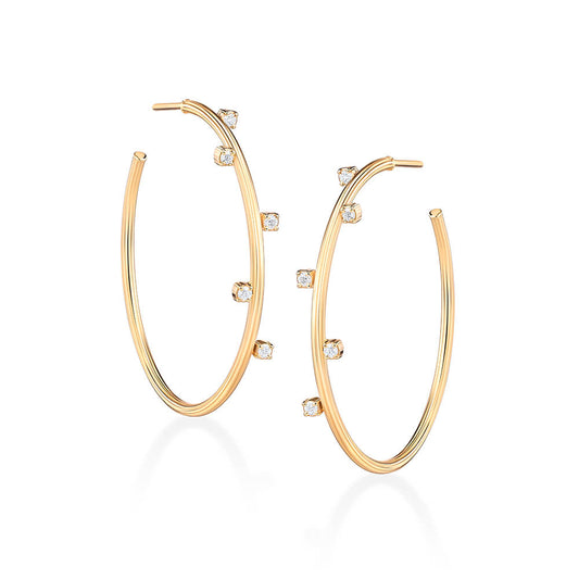 Brinco Argola Flow com Brilhantes 18k