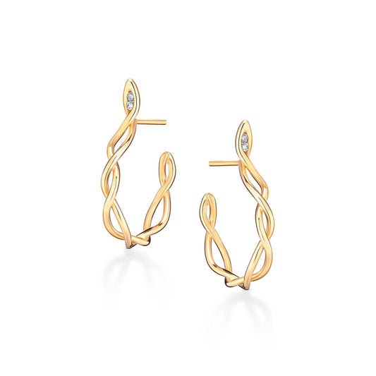 Brinco Argola Nós Brilhantes18k