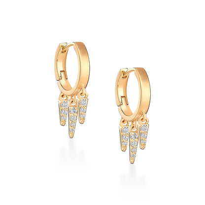 Brinco Argola Spikes com Brilhantes 18k