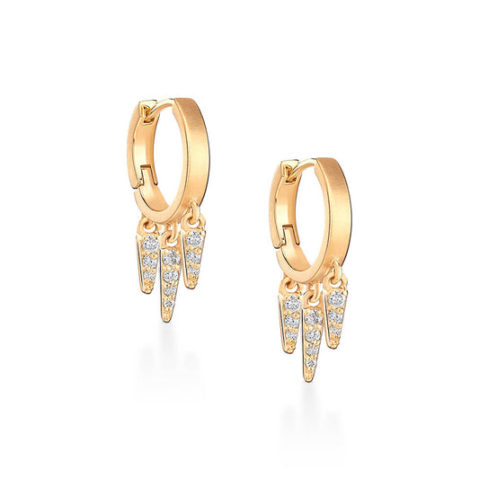 Brinco Argola Spikes com Brilhantes 18k