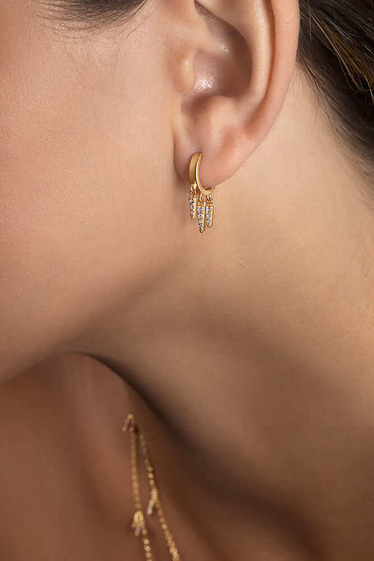 Brinco Argola Spikes com Brilhantes 18k