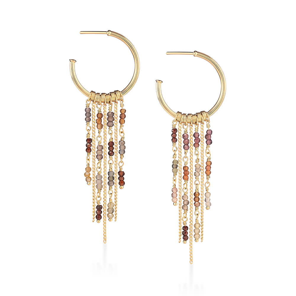 Brinco Argola Sunlit com Safiras Terrosas M 18k
