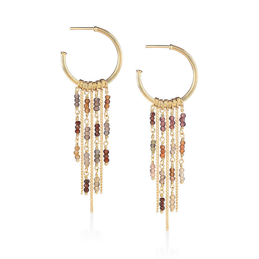 Brinco Argola Sunlit com Safiras Terrosas M 18k