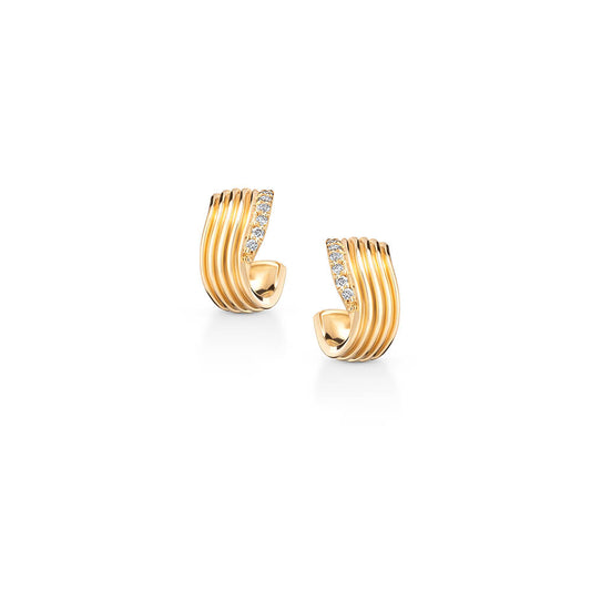 Brinco Argola Wave com Brilhantes 18k