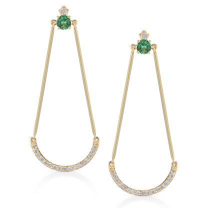Brinco Balanço Esmeralda e Brilhantes 18k