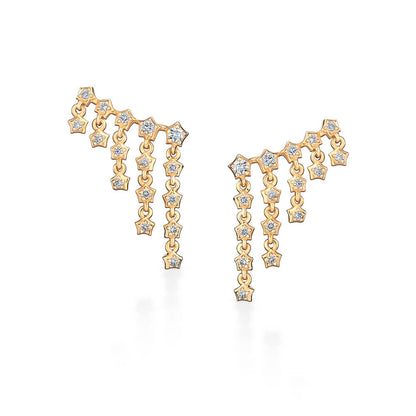 Brinco Cascata Estrelas Brilhante 18k