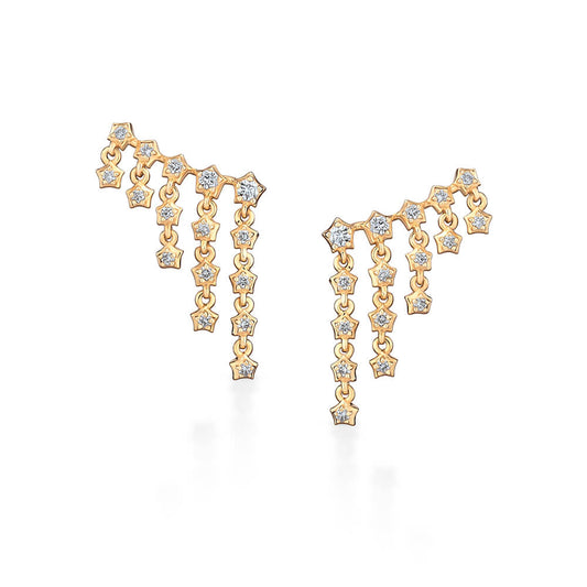 Brinco Cascata Estrelas Brilhante 18k
