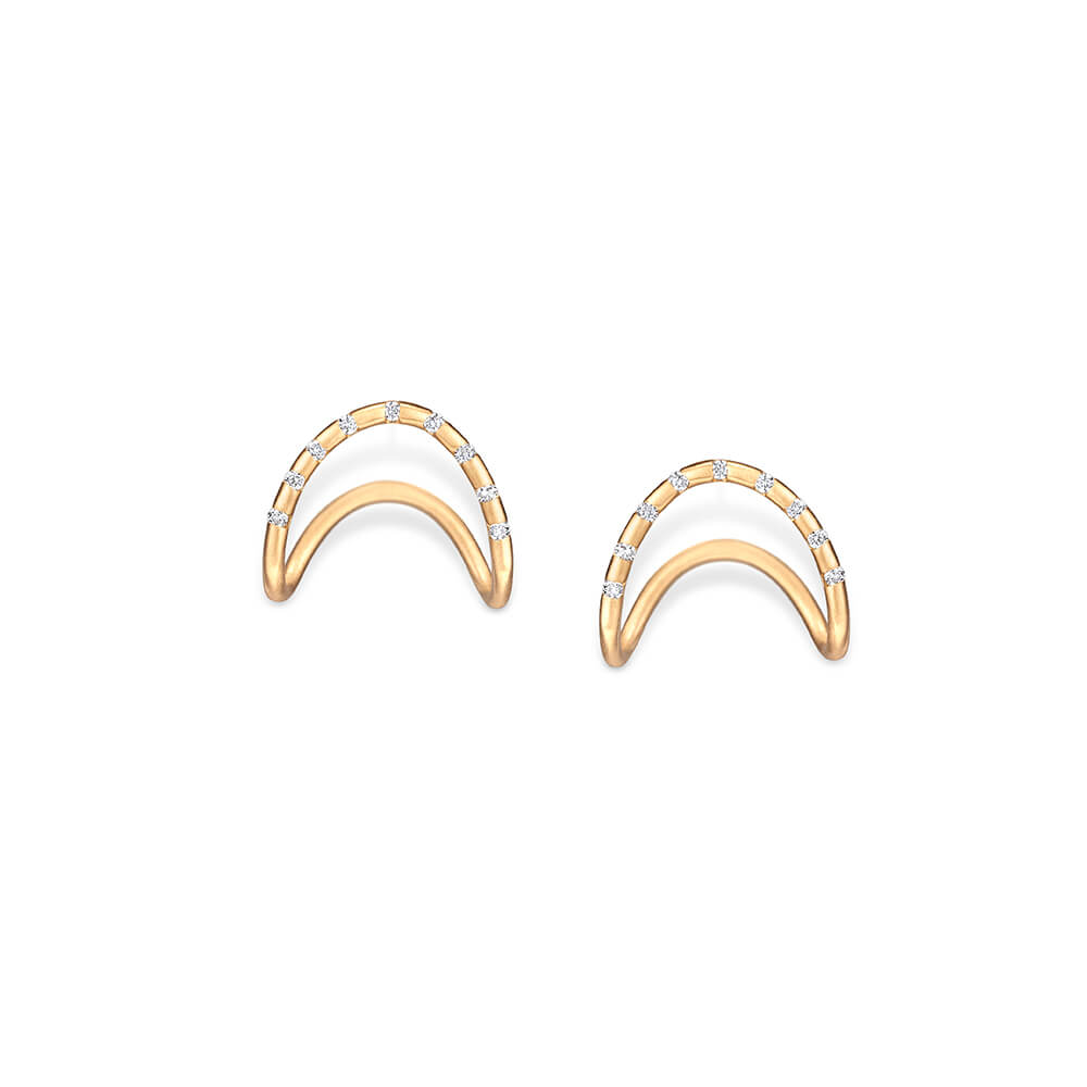 Brinco Dobra com Brilhantes 18k
