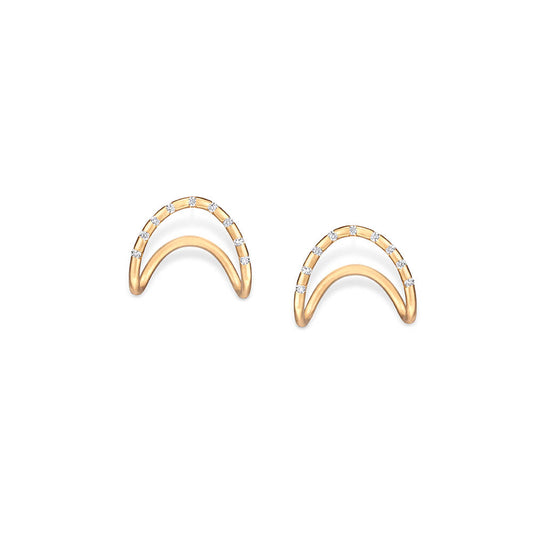 Brinco Dobra com Brilhantes 18k