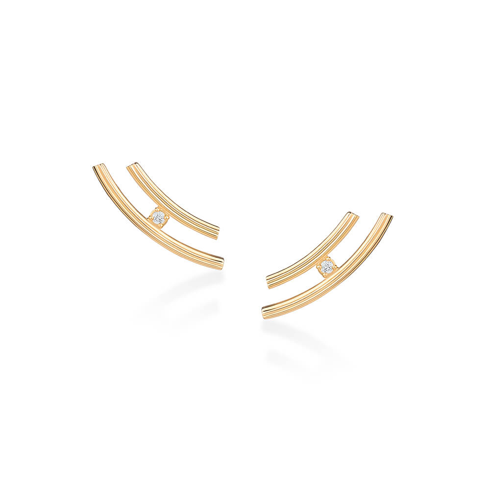 Brinco Earcuff Flow com Brilhantes 18k