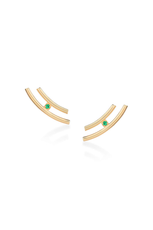 Brinco Earcuff Flow com Esmeraldas 18k