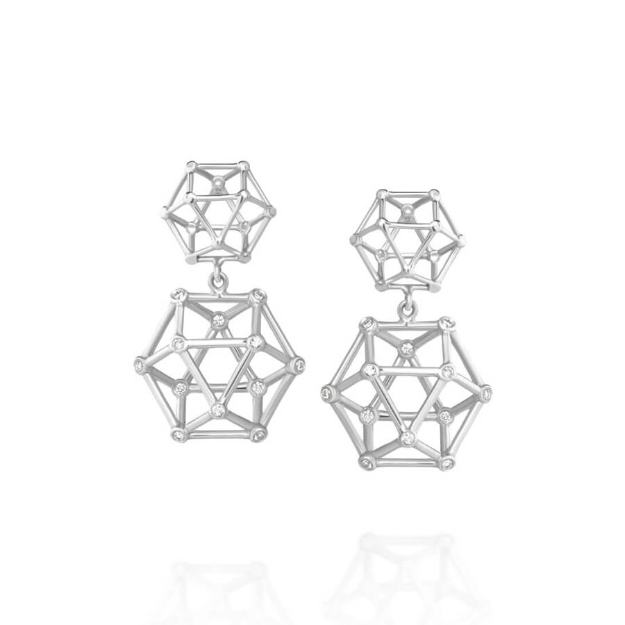 Brinco Equilibrium Duplo com brilhantes 18k