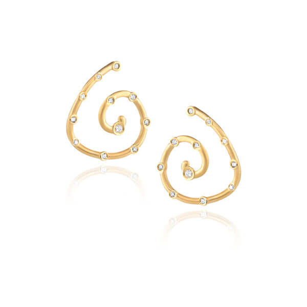 Brinco Espiral Dourado com Brilhantes 18k