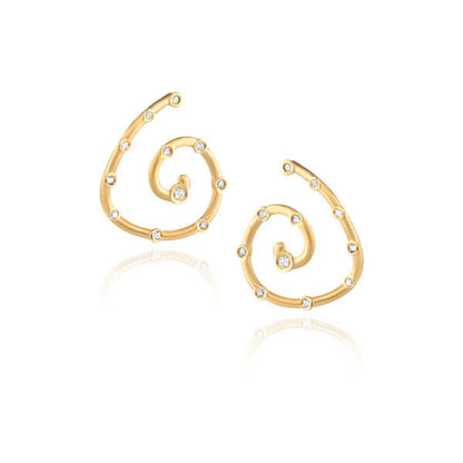 Brinco Espiral Dourado com Brilhantes 18k