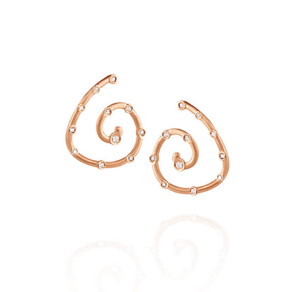 Brinco Espiral Dourado com Brilhantes 18k