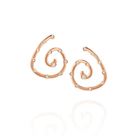 Brinco Espiral Dourado com Brilhantes 18k