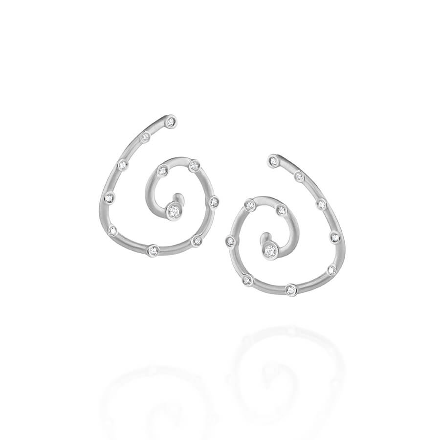 Brinco Espiral Dourado com Brilhantes 18k