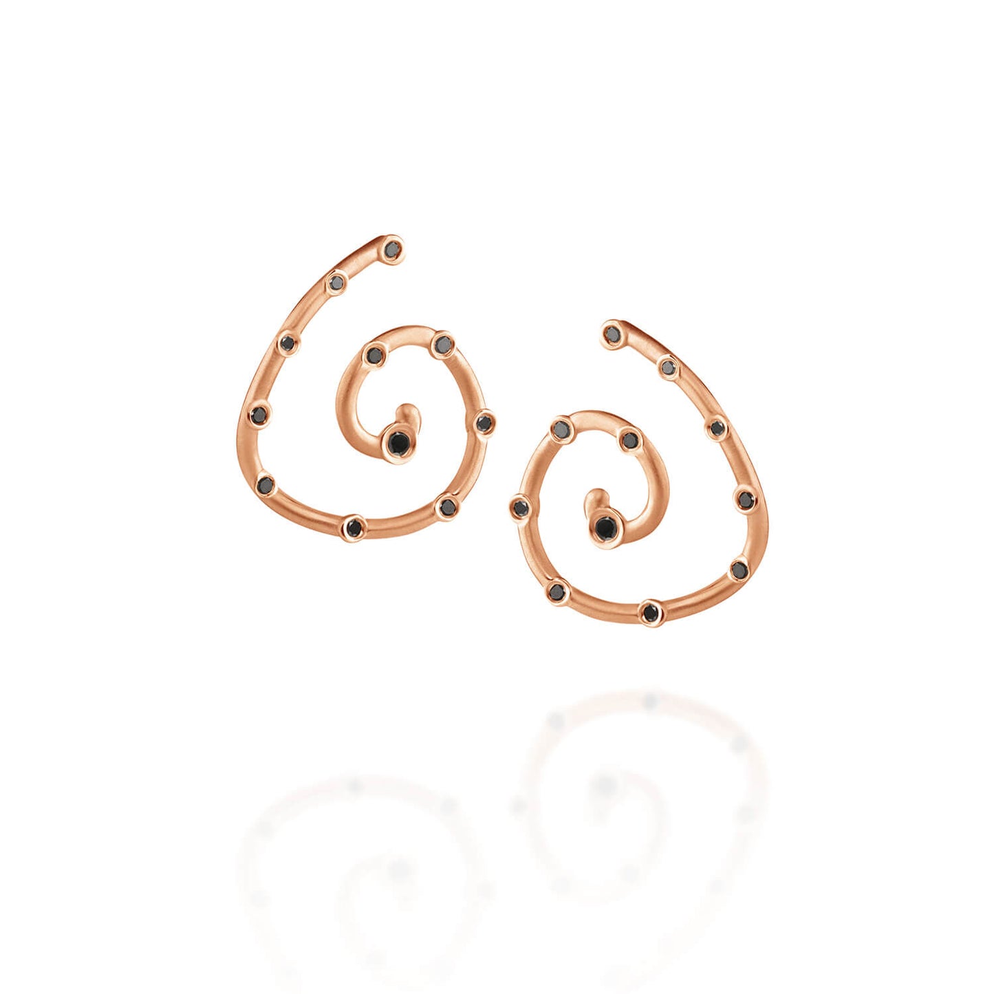 Brinco Espiral Dourado com Brilhantes Negro 18k