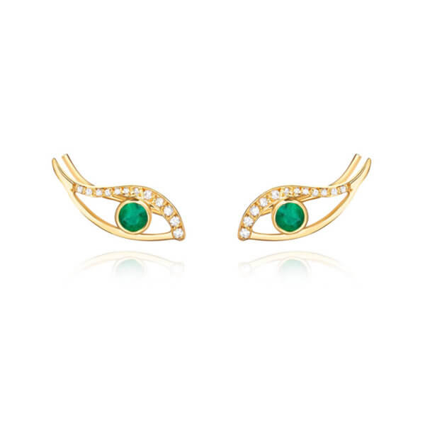 Brinco Eye Clip Esmeralda 18k