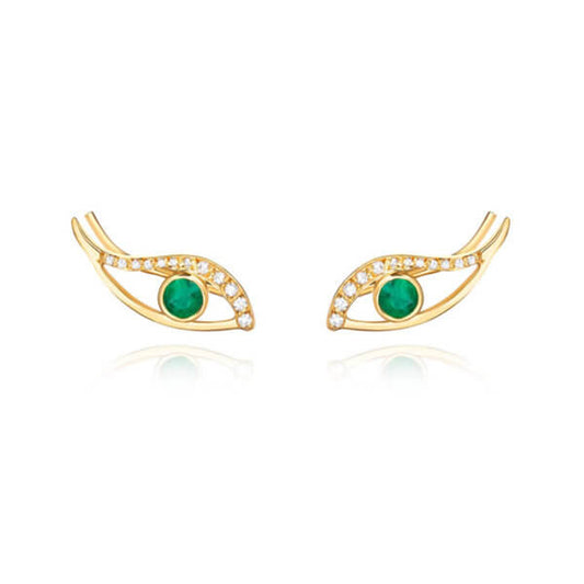 Brinco Eye Clip Esmeralda 18k