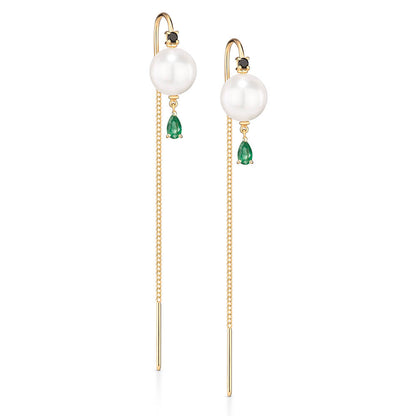 Brinco Fio Moon com Esmeralda 18k