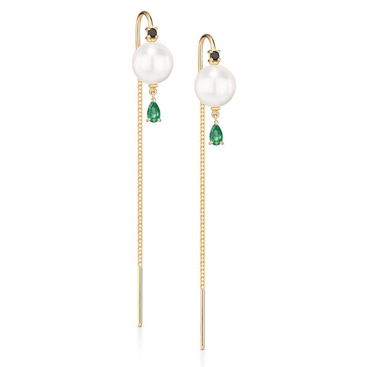 Brinco Fio Moon com Esmeralda 18k