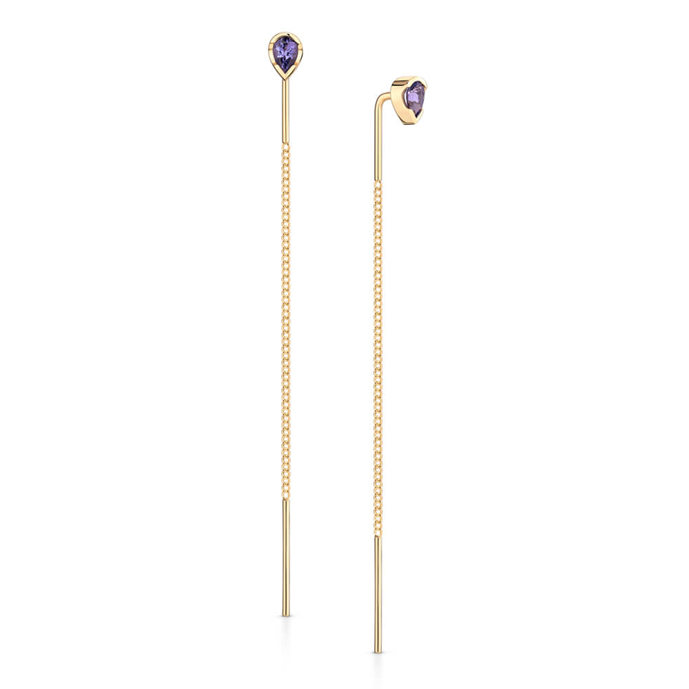 Brinco Fio Pedra Tanzanita 18k