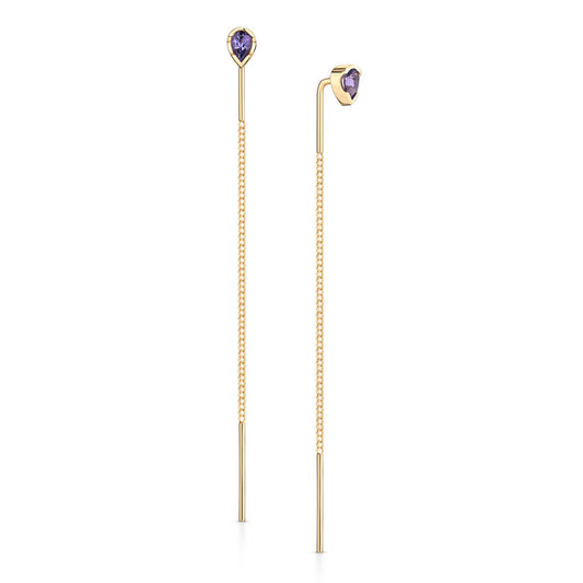 Brinco Fio Pedra Tanzanita 18k