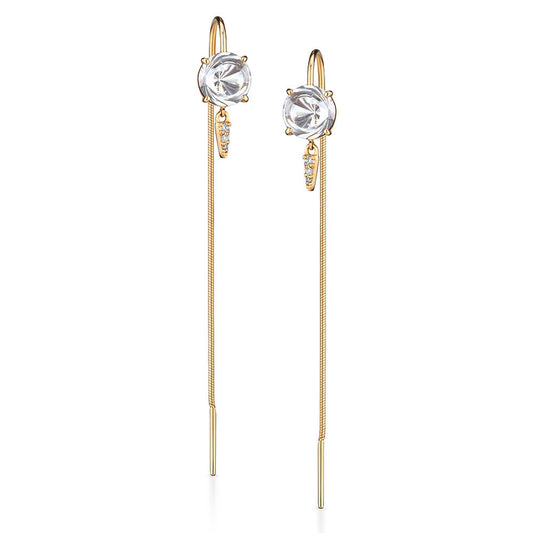 Brinco Fio Spike Cristal e Brilhantes 18k