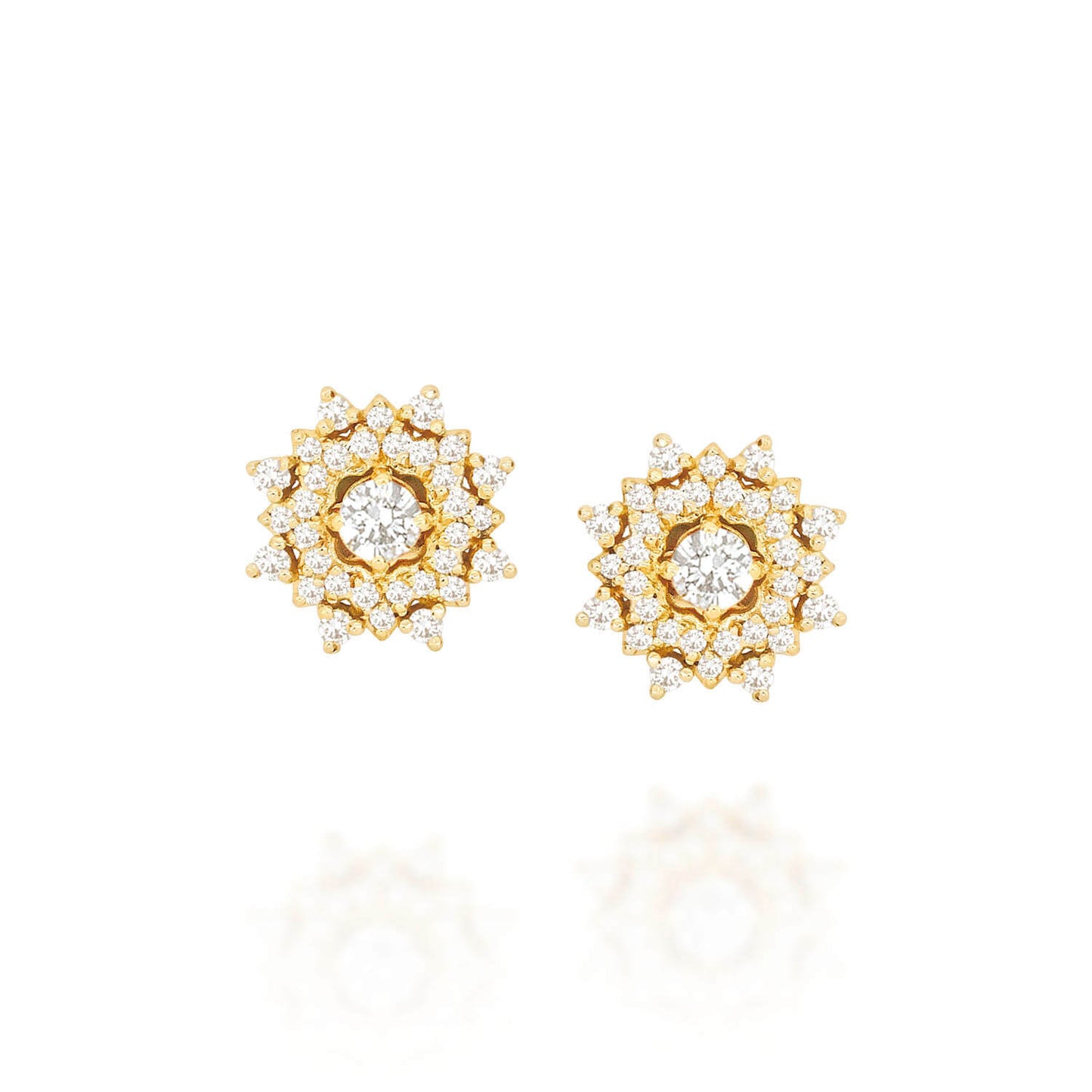 Brinco Flor Eva com Brilhantes 18k