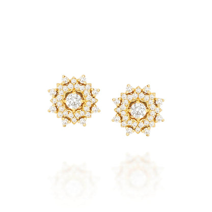 Brinco Flor Eva com Brilhantes 18k