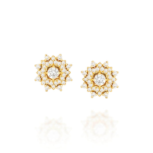 Brinco Flor Eva com Brilhantes 18k