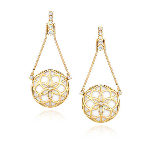 Brinco Flor da Vida Pêndulo 18k