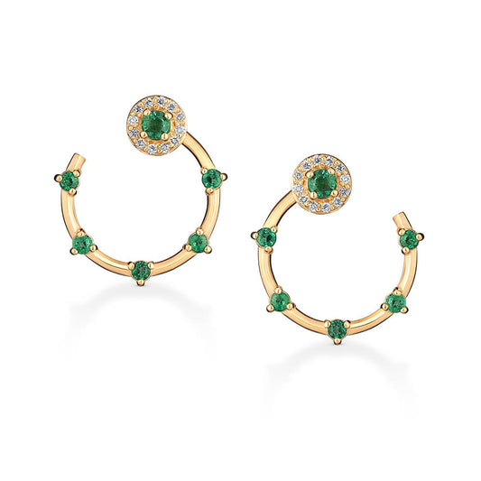 Brinco Glam P Esmeralda e Brilhantes 18k