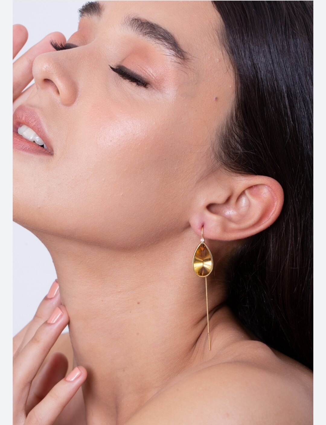 Brinco Gota Fio Calha 18k