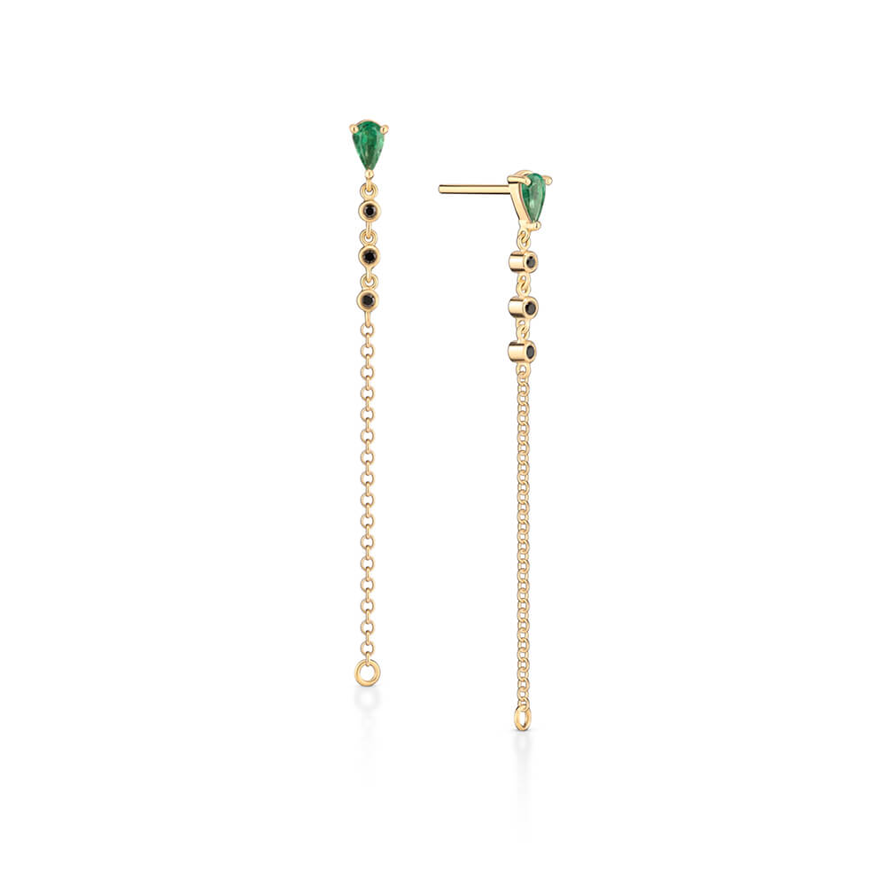 Brinco Gota Fio com Esmeralda 18k