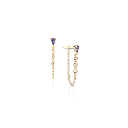 Brinco Gota Fio com Tanzanita 18k