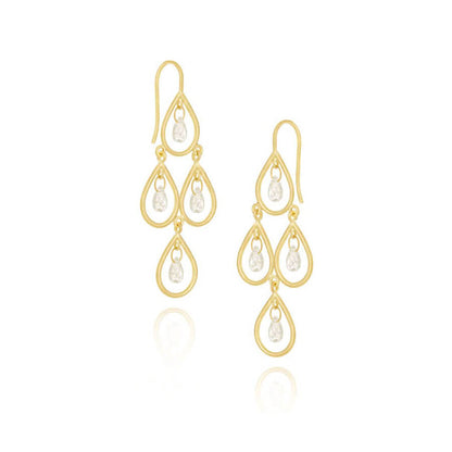 Brinco Gotas Cristal ou Granada 18k