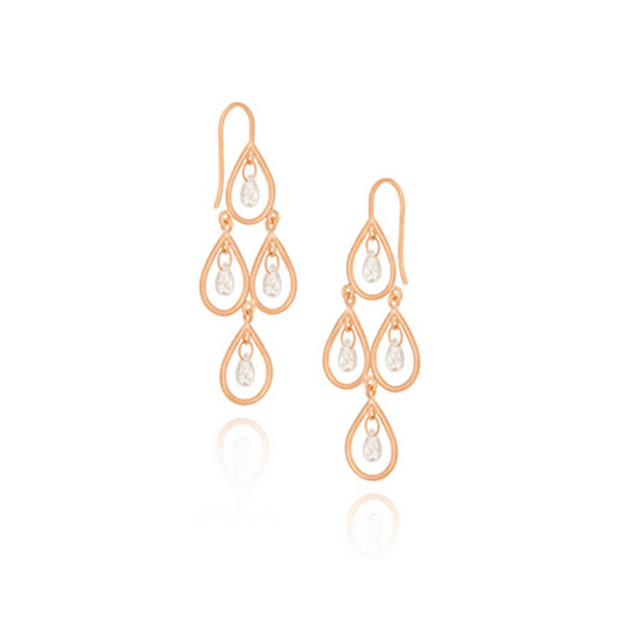 Brinco Gotas Cristal ou Granada 18k